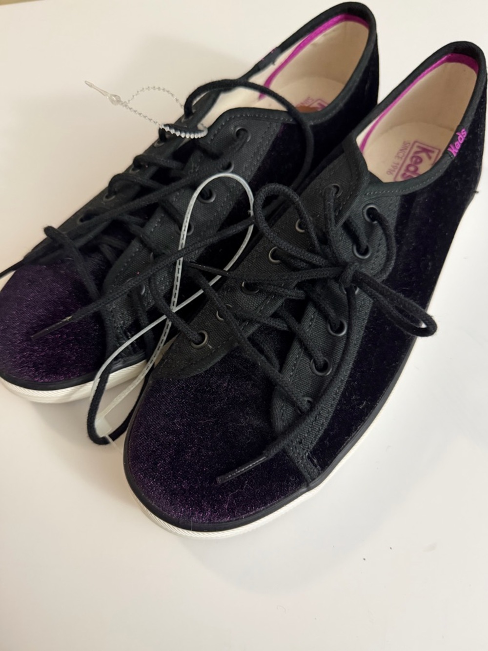 Keds Black and Purple Velvet Lace-Up Sneakers